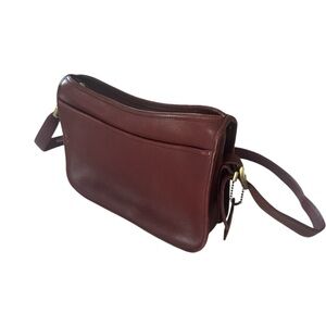 Vintage Coach Wendie Handbag Leather Zipper Bag Crossbody Red Burgundy